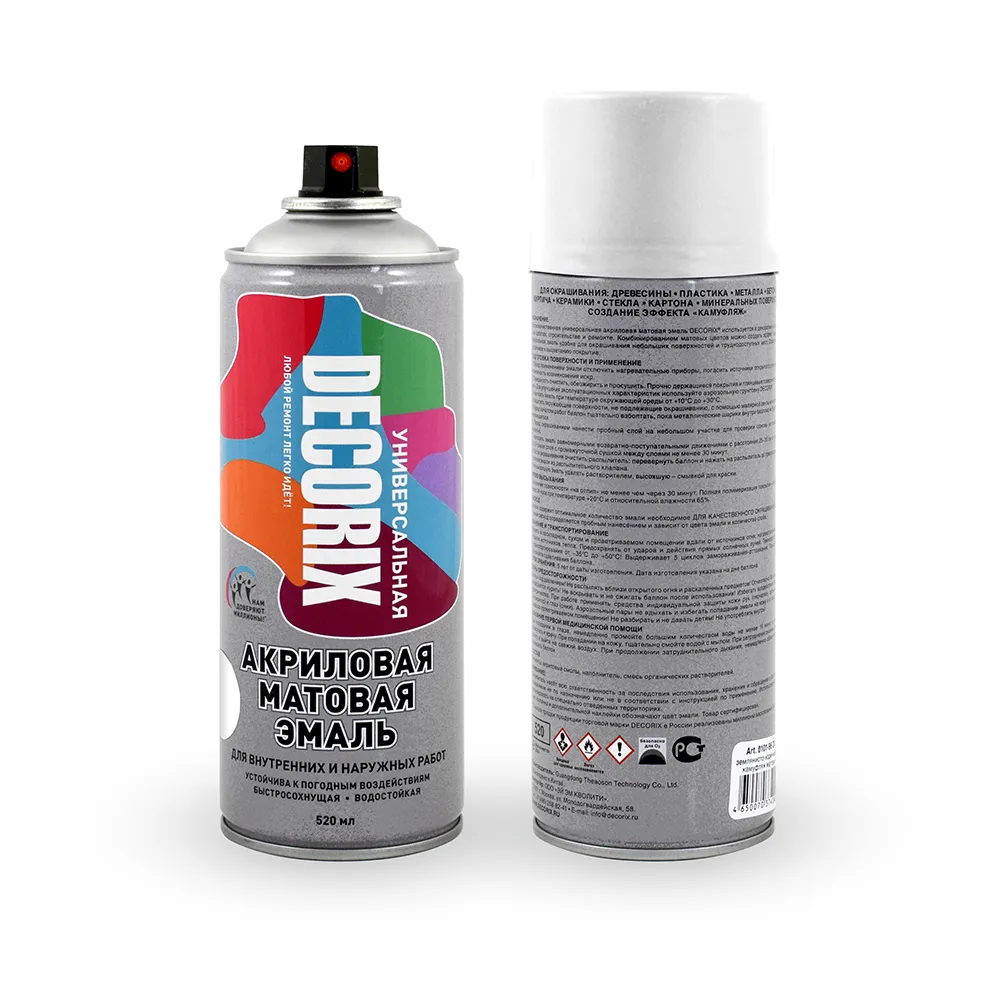  Спрей эмаль БЕЛАЯ МАТОВАЯ DECORIX  0,52л