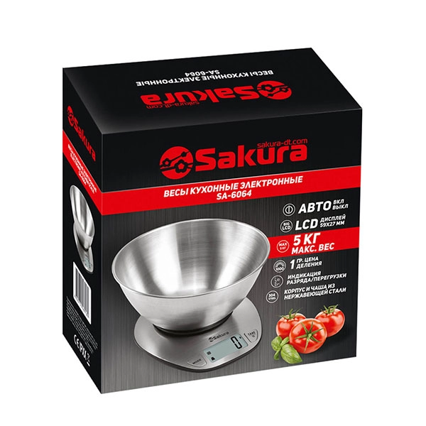  Весы настольные ЭЛЕКТР. (5кг) с чашей SAKURA SA-6064