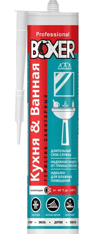 Герметик силиконовый BОXER санитарный бесцветный 260мл 