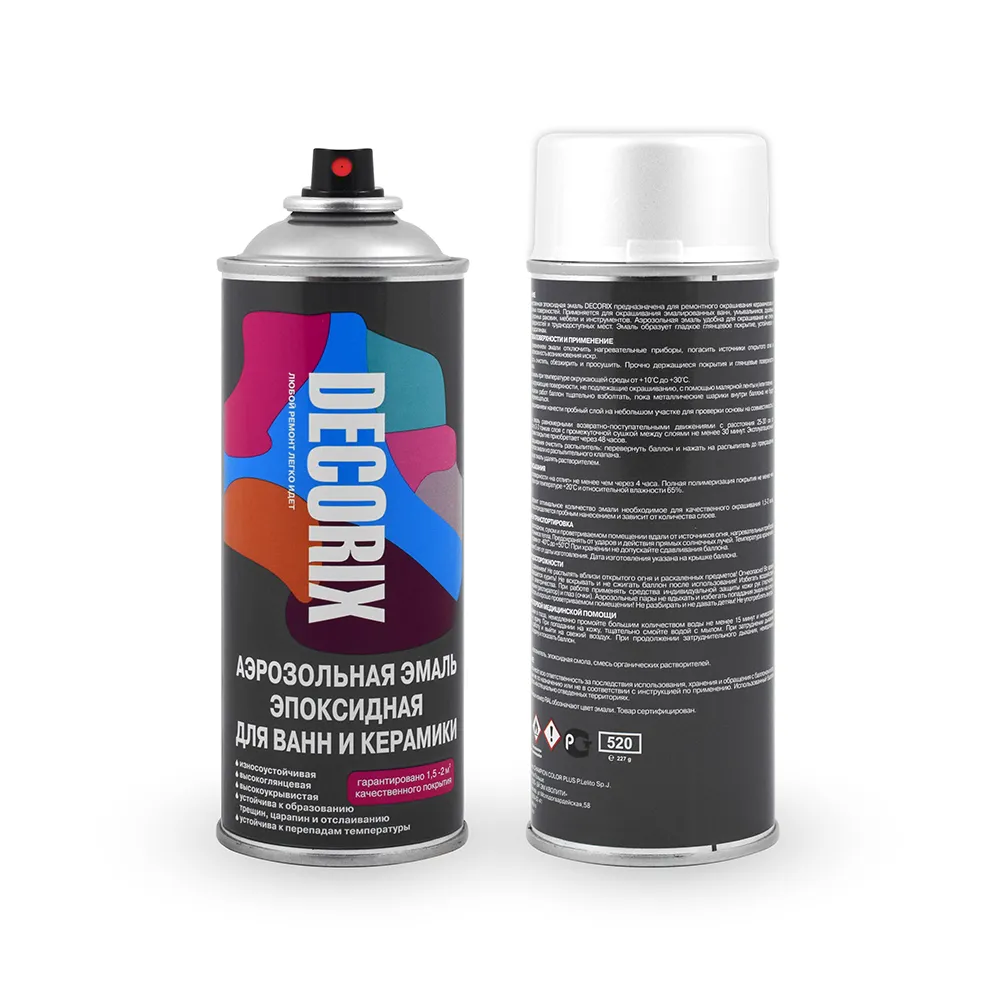  Спрей эмаль БЕЛАЯ ДЛЯ ВАНН И КЕРАМИКИ DECORIX  0,52л