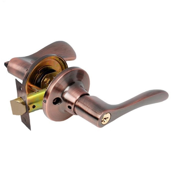  Защелка межкомн. AVERS РУЧКА МЕДЬ ключ с фиксатором /7601,31738/