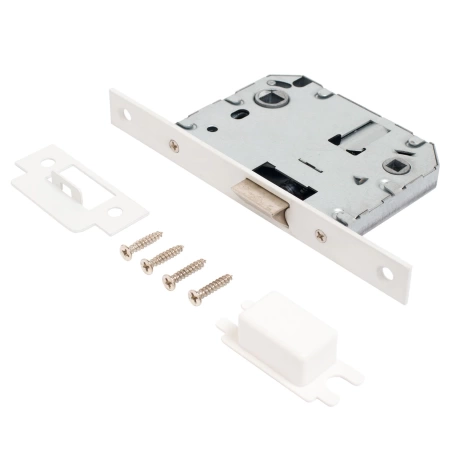  Защелка межкомн. АЛЛЮР "ТИНА" РУЧКА БЕЛЫЙ МАТОВЫЙ с фиксатором /15722/ 