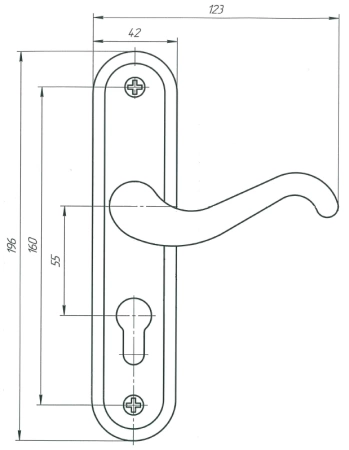  Замок врезной ЗВ4-3.02 БРОНЗА с руч