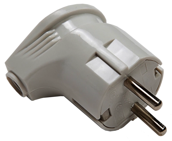  Вилка электр. угловая евро 16А белая  /00558/