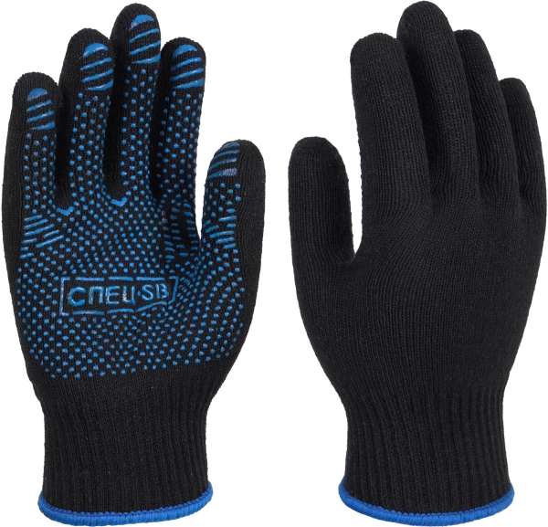  Перчатки х/б с ПВХ Спец № 8 ЧЕРНЫЕ