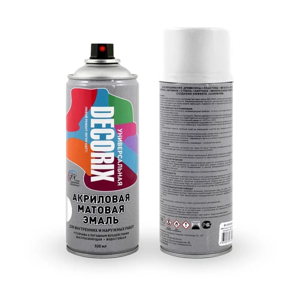  Спрей эмаль БЕЛАЯ МАТОВАЯ DECORIX  0,52л