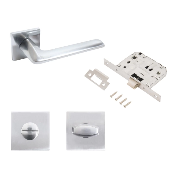  Защелка межкомн. АЛЛЮР "ТИНА" РУЧКА ХРОМ МАТОВЫЙ с фиксатором /15720/ 