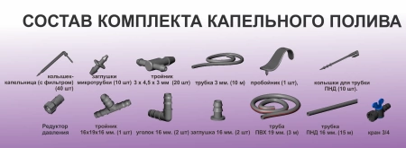  Набор капельного полива "40 точек" с выносными капельницами /412/