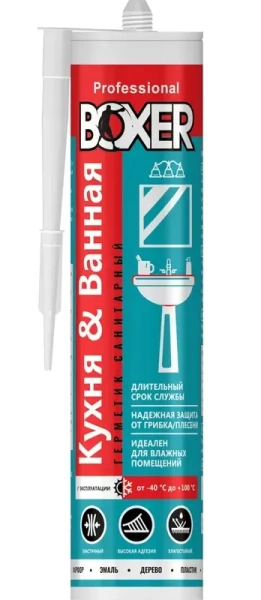  Герметик силиконовый BОXER санитарный бесцветный 260мл 