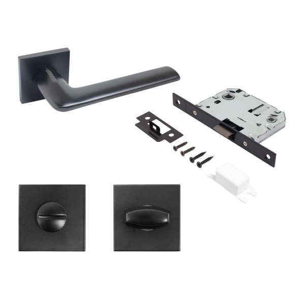  Защелка межкомн. АЛЛЮР "ТИНА" РУЧКА ЧЕРНЫЙ МАТОВЫЙ с фиксатором /15718/ 