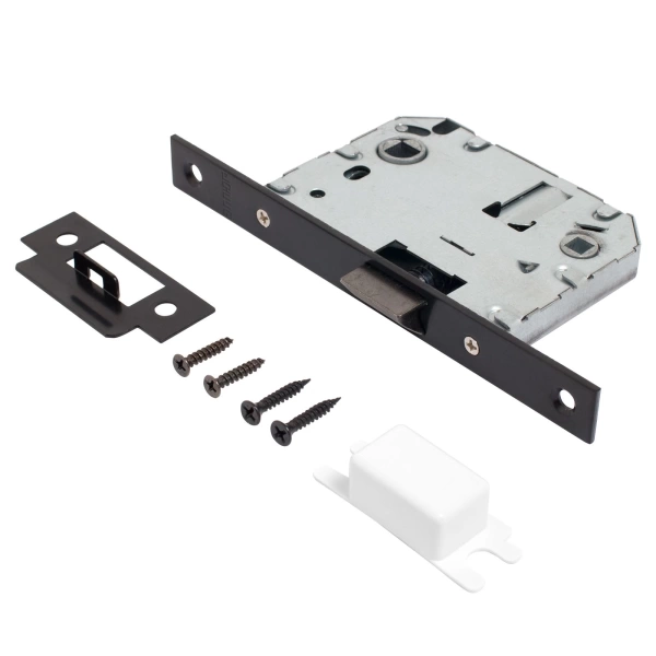  Защелка межкомн. АЛЛЮР "ТИНА" РУЧКА ЧЕРНЫЙ МАТОВЫЙ с фиксатором /15718/ 