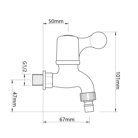 Кран водоразборный 1/2" со штуцером белый пл. /554-141/