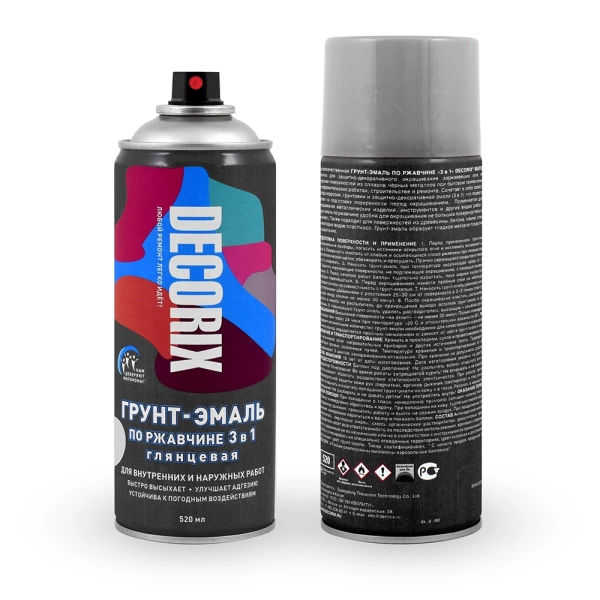  Грунт эмаль СЕРЕБР-ГЛЯНЦЕВАЯ ПО РЖАВЧИНЕ DECORIX  0,52л