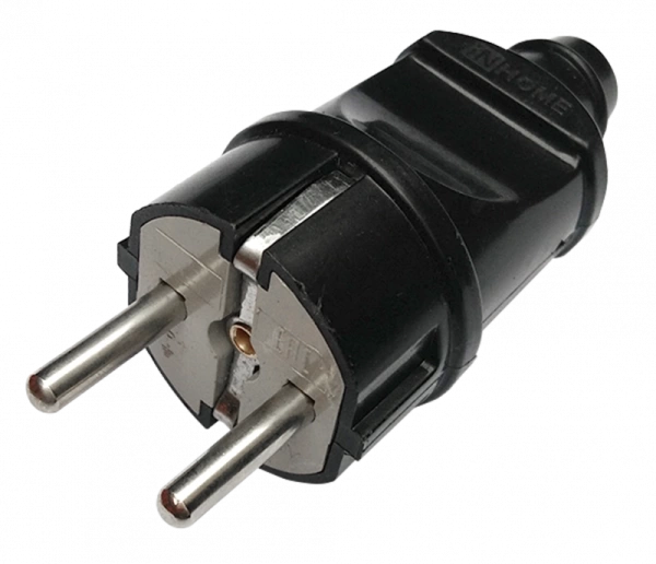  Вилка электр. прямая евро 16А черная /09025/