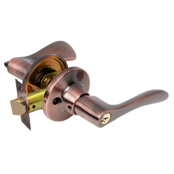  Защелка межкомн. AVERS РУЧКА МЕДЬ ключ с фиксатором /7601,31738/